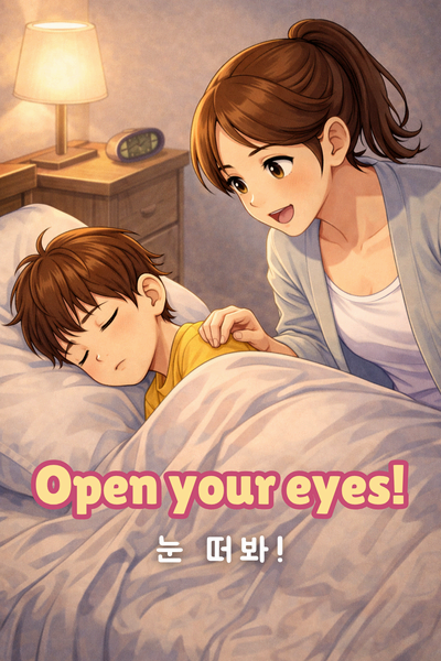 일어나도록 유도할 때 영어 표현 - Open your eyes 뜻과 영어 표현 예시 카드