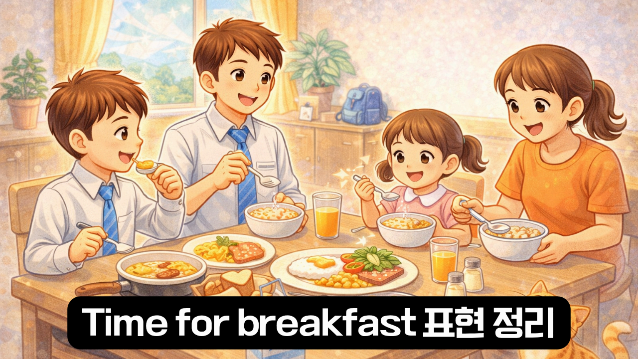 Time for breakfast 뜻과 사용 상황 설명 이미지