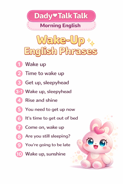 아침에 잠꾸러기 깨울 때 사용하는 영어 표현 모음