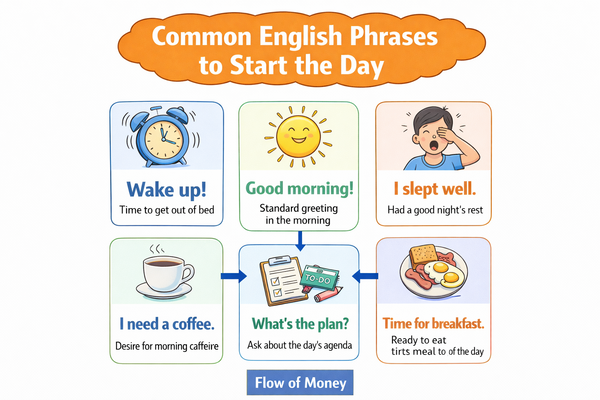 하루를 시작할 때 자주 쓰는 영어 표현 설명 이미지